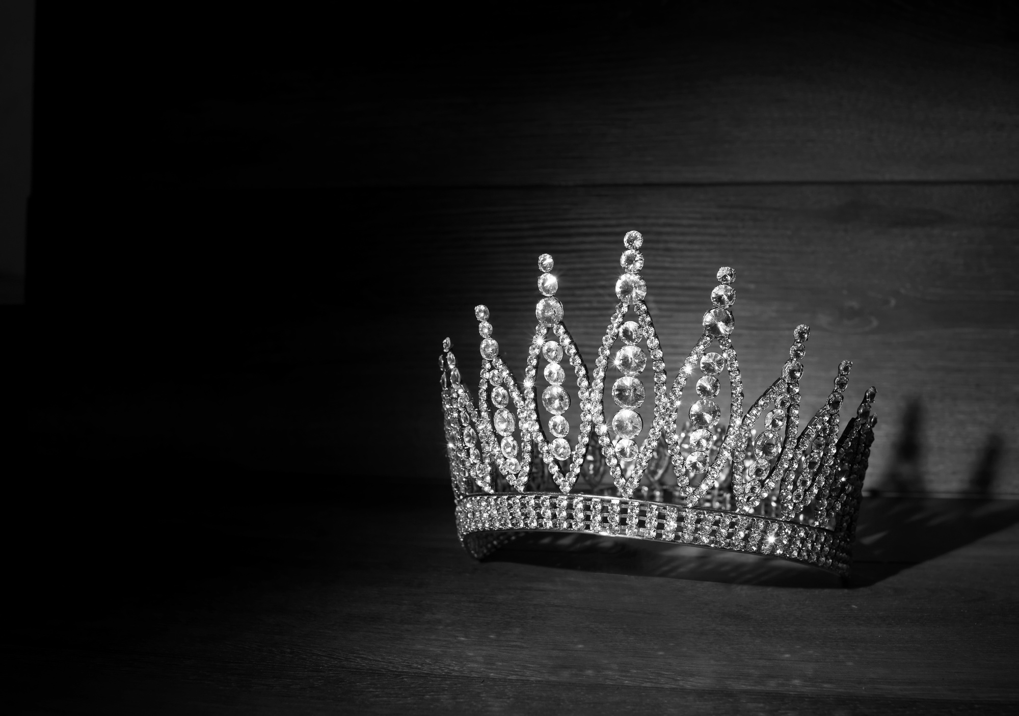 American luxury queen crown, beauty contest. Black and white